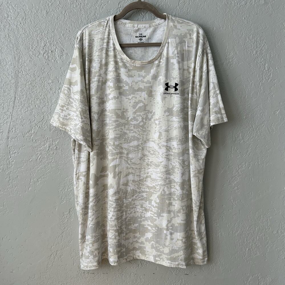 Under Armour 4XL Camo T Shirt Mens Beige Desert Digital Camo Loose Fit Tee